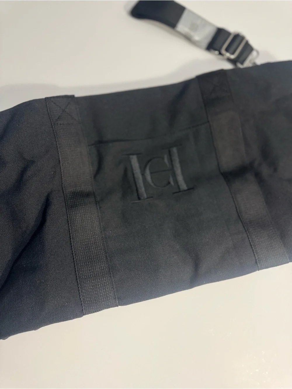 Carolina Herrera Black Duffel Bag with Subtle Monogram